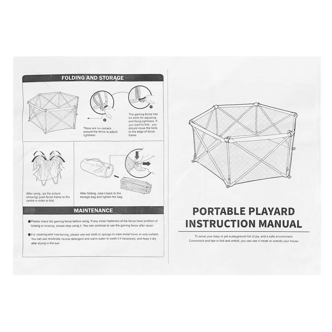 Odoland Safety Portable Playpen Infants Toddler Fence
