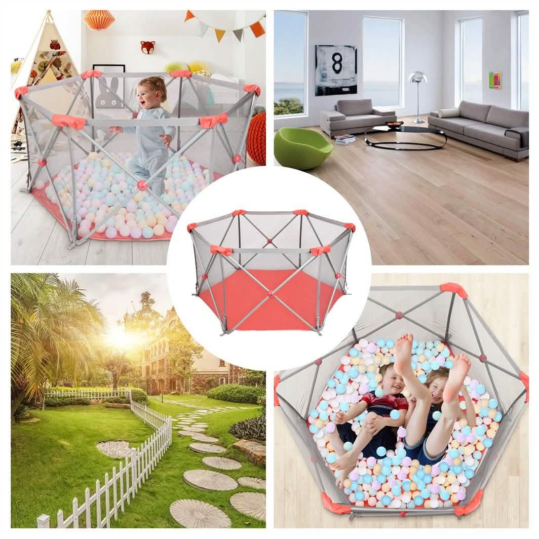 Odoland Safety Portable Playpen Infants Toddler Fence