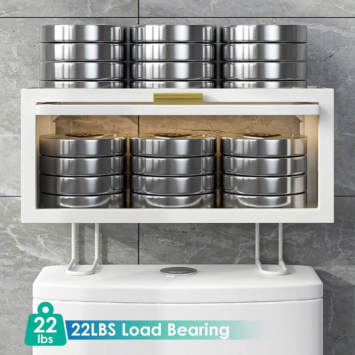 Over the Toilet Storage Cabinet with Dust-Proof Transparent Magnetic Door Side Opening