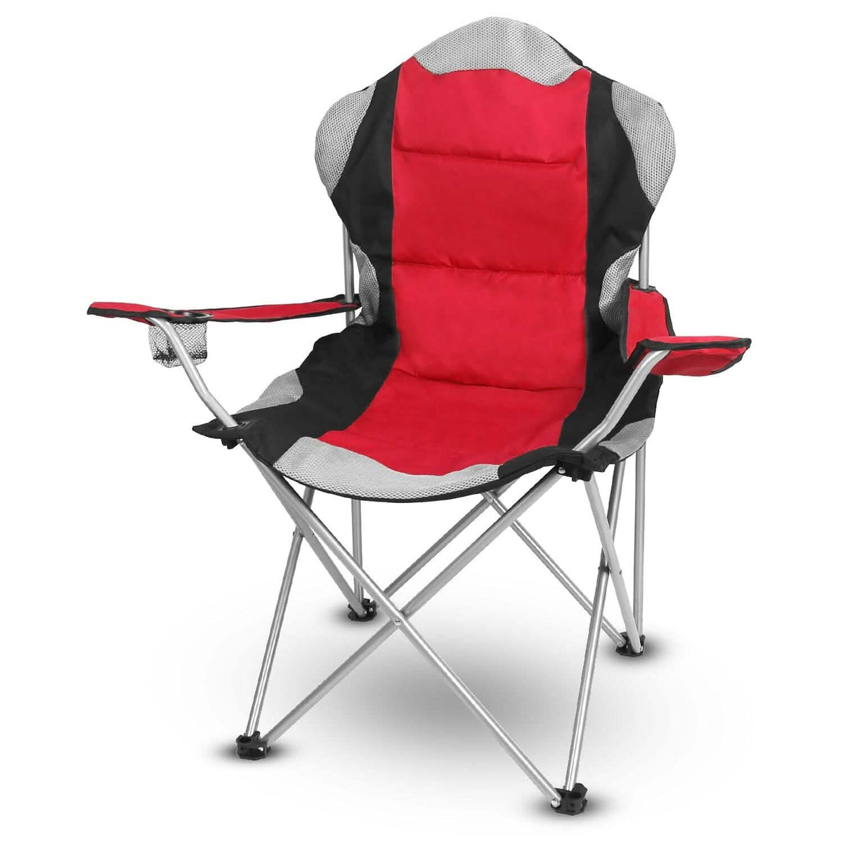Padded Seat Arm Back Foldable Camping Chair Heavy Duty Steel Lawn