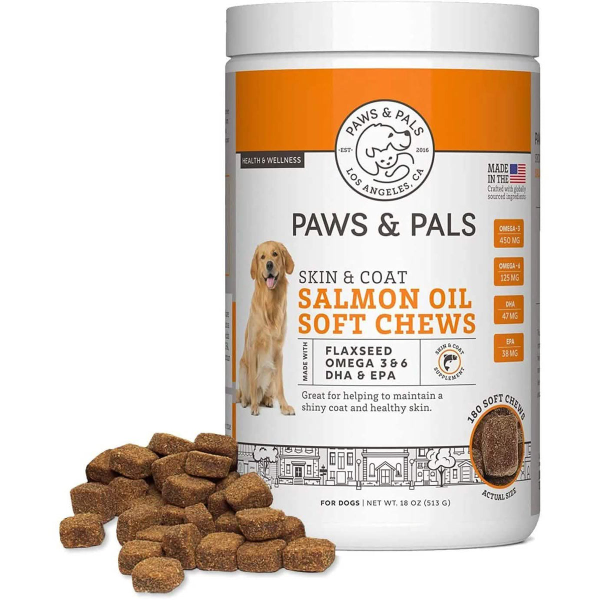 Paws & Pals Wild Alaskan Salmon Fish Oil Omega 3 and 6 for Dogs and Cats