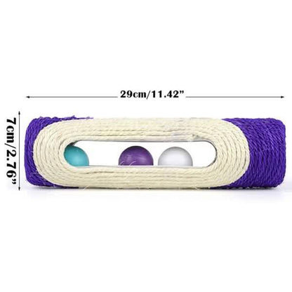 Pet Cat Rolling Sisal Scratching Post Trapped With 3 Ball Training Novely Toy