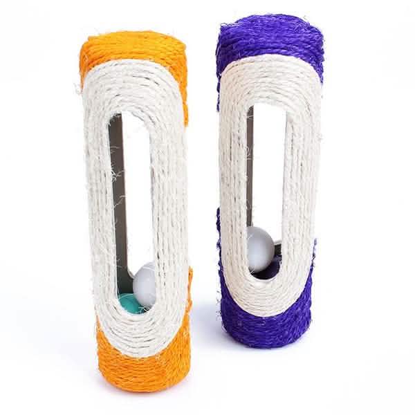 Pet Cat Rolling Sisal Scratching Post Trapped With 3 Ball Training Novely Toy