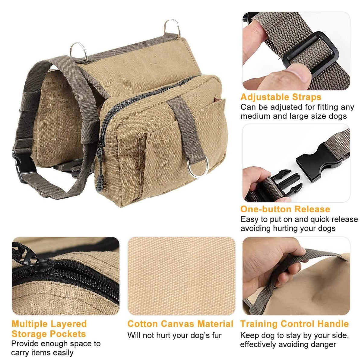 Pet Dog Backpack Hound Hiking Camping Saddle Bag