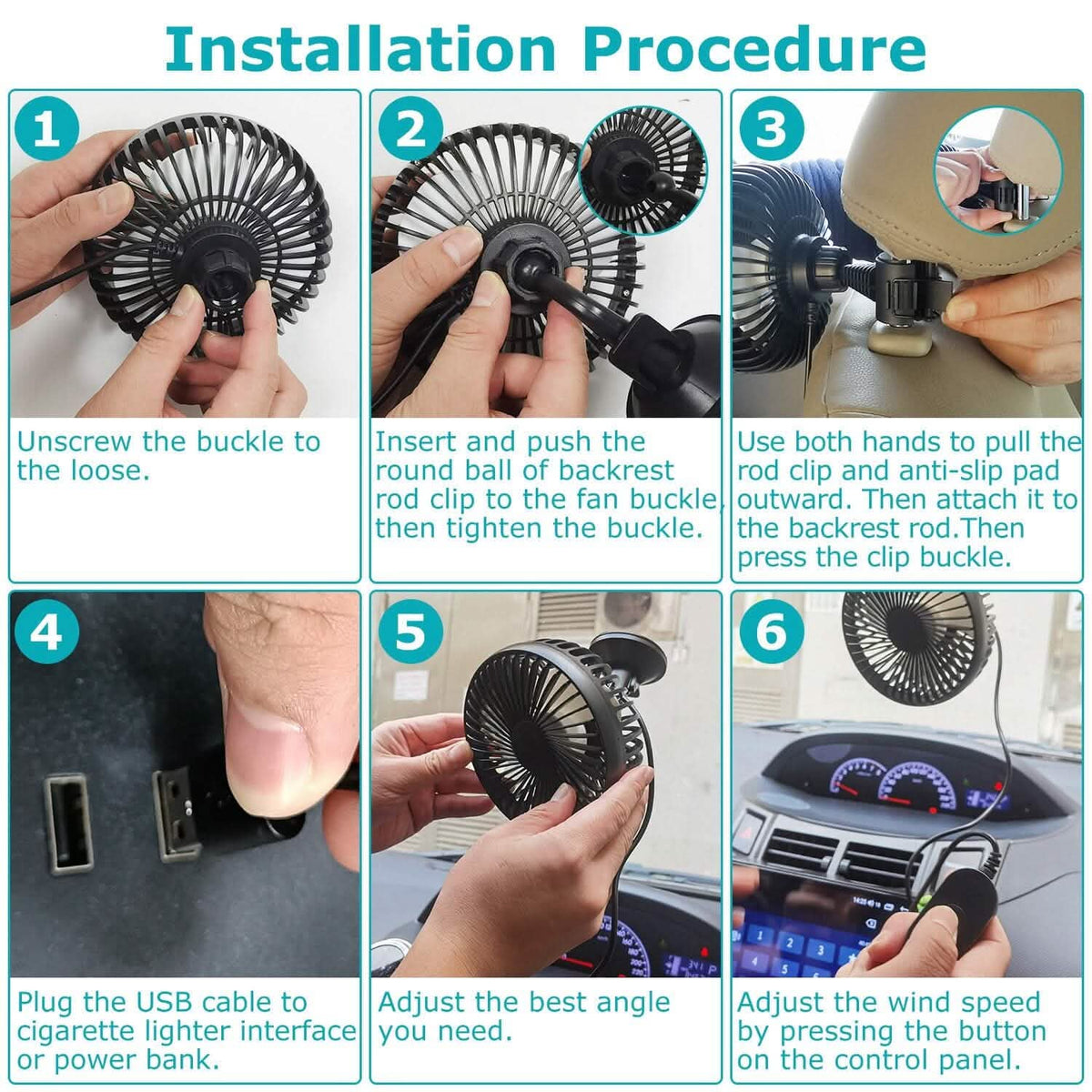 Portable Rotatable Car Cooling Fan