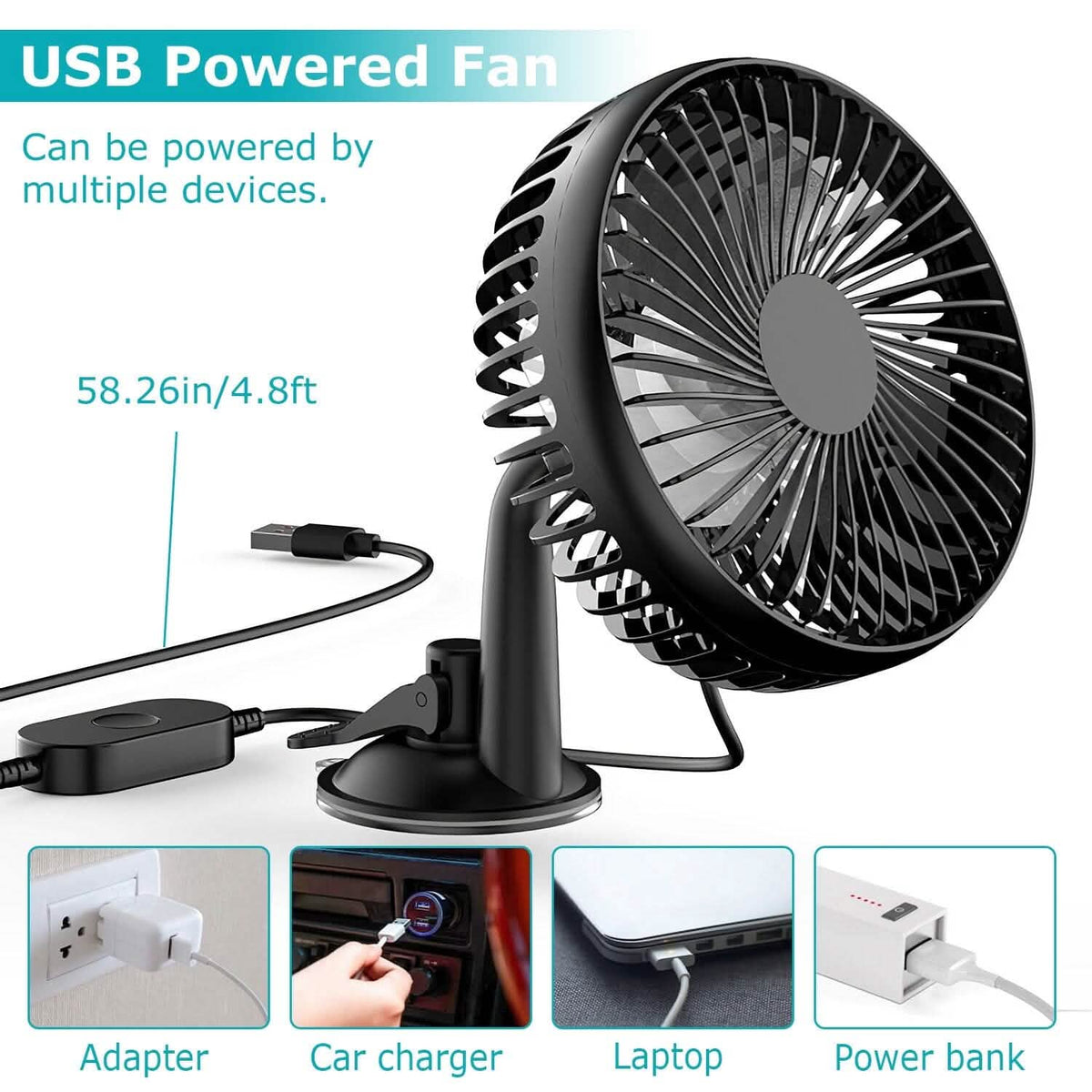 Portable Rotatable Car Cooling Fan