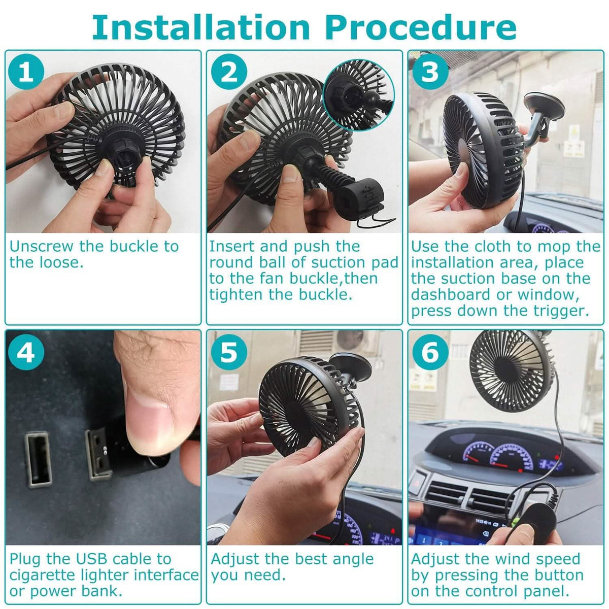 Portable Rotatable Car Cooling Fan
