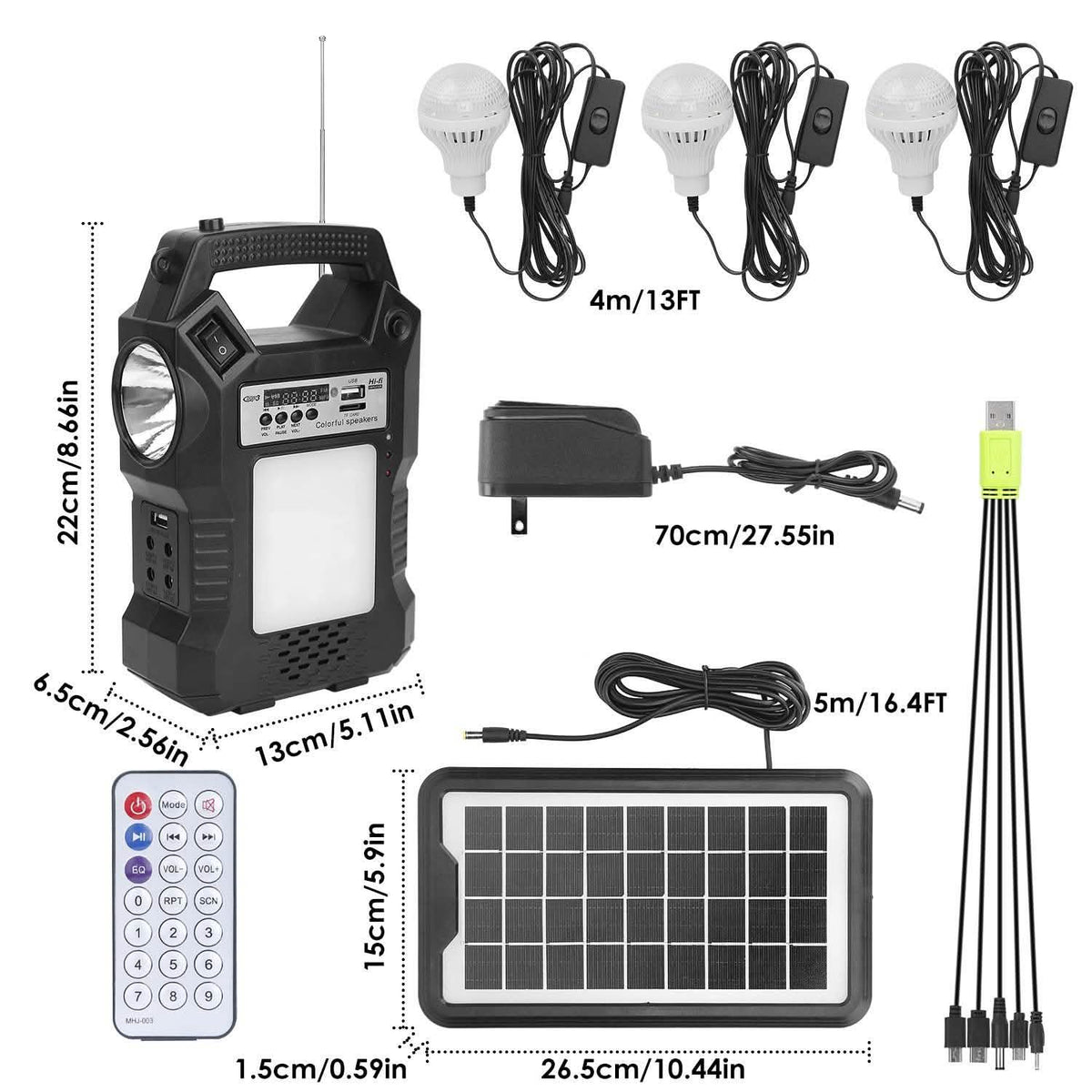 Portable Solar Power Station with Flashlight and 3 Lighting Bulbs