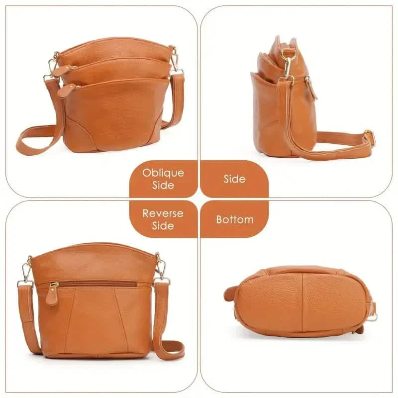 Premium Genuine Cowhide Leather Crossbody Bag