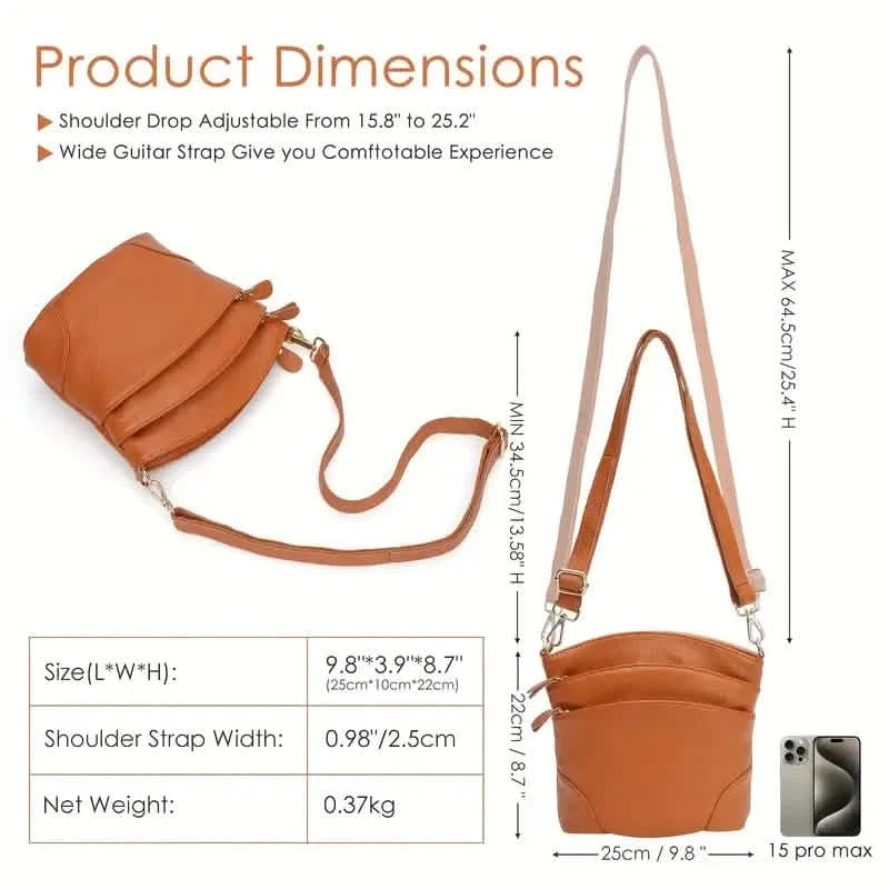 Premium Genuine Cowhide Leather Crossbody Bag