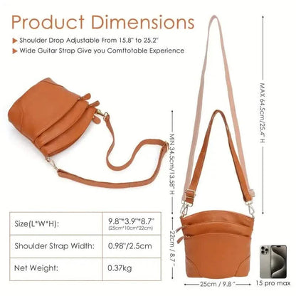 Premium Genuine Cowhide Leather Crossbody Bag