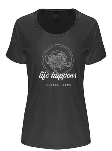 Life Happens Printed Women's Bamboo/Cotton Short Sleeve Scoop Neck T-Shirt