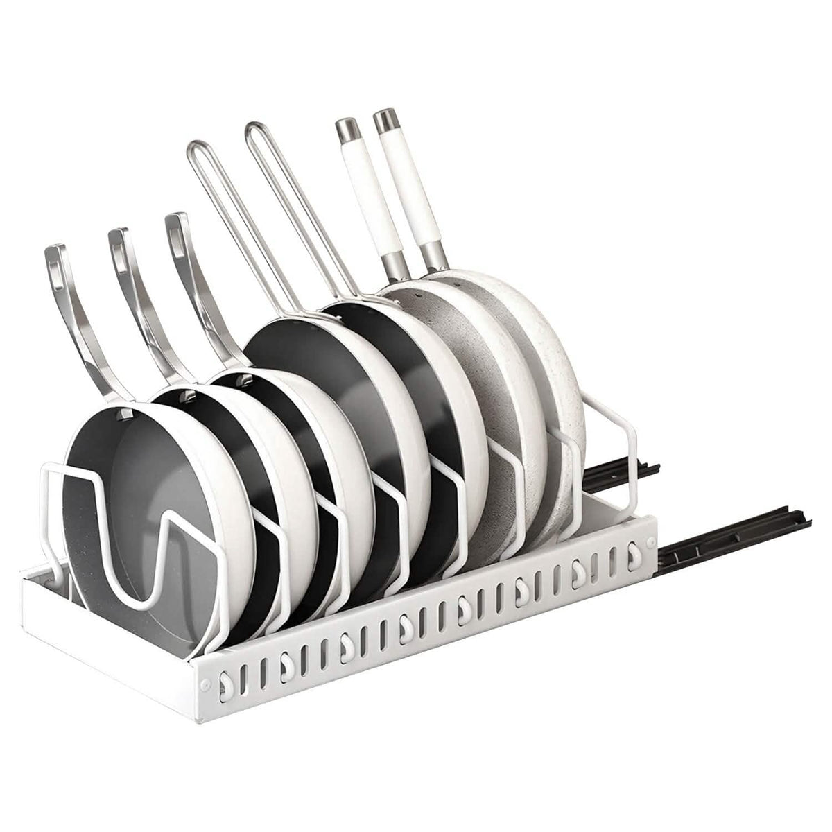 Pull Out Pots and Pans Organizer with 8 Adjustable Dividers