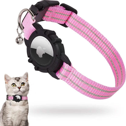 Reflective GPS Cat Collar with AirTag Holder and Bell