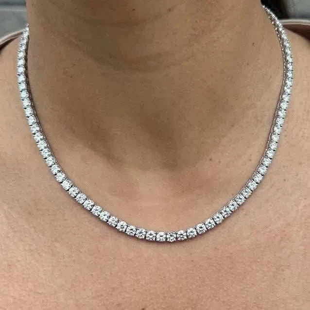 21 Carat Round Genuine Lab Grown Diamond Tennis Necklace 18"