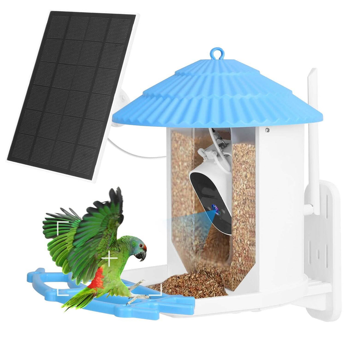 Solar Powered Smart Bird Feeder with PIR Motion AI Two-Way Audio