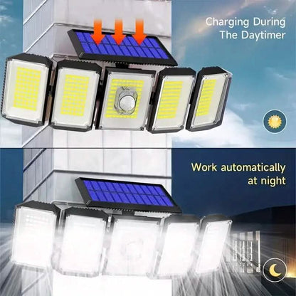 Solar Wall Light with 5 Adjustable Angle Heads