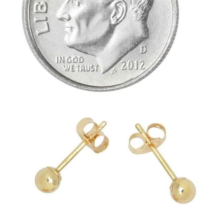 Solid 14K Gold Ball Studs - Assorted Sizes