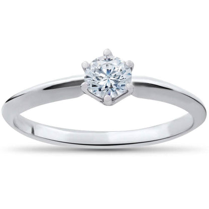 Solitaire Diamond Engagement Ring 1/4ct 14k White Gold Round Brilliant Cut