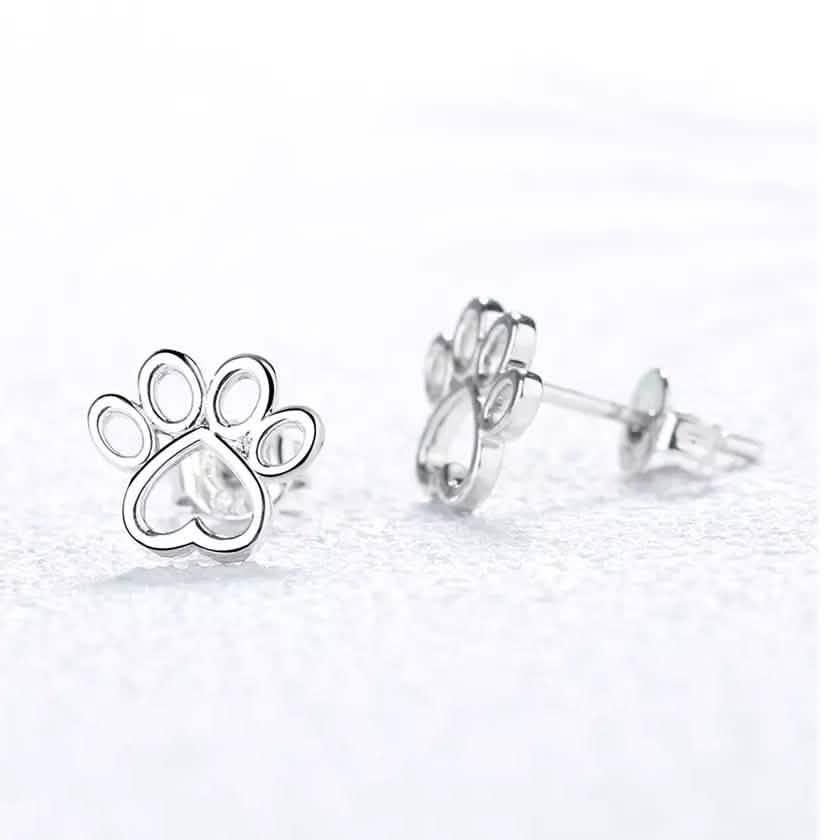 Sterling Silver Paw Stud Earrings