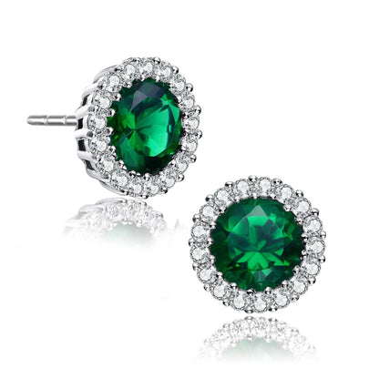 Sterling Silver Rhodium Plated Round Earrings