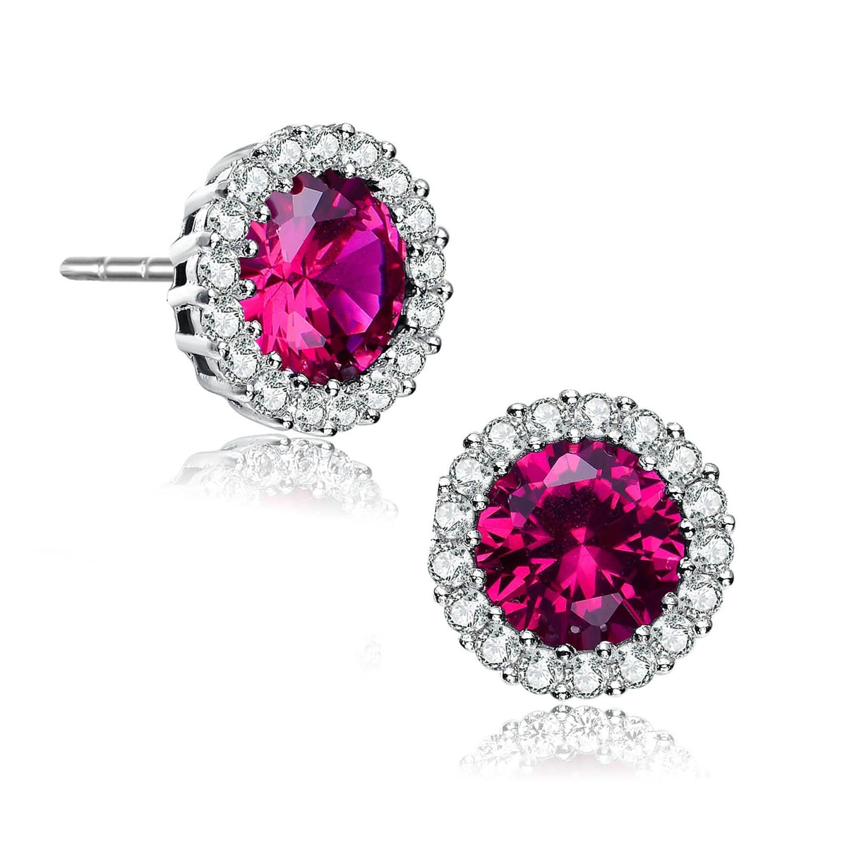Sterling Silver Rhodium Plated Round Earrings