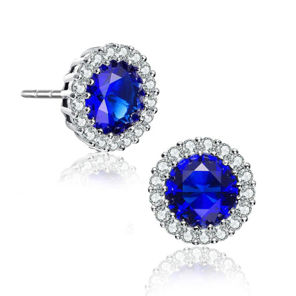 Sterling Silver Rhodium Plated Round Earrings