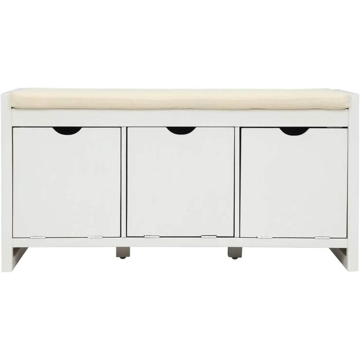 Storage Bench with Removable Cushion and 3 Flip Lock Storage Cubbies