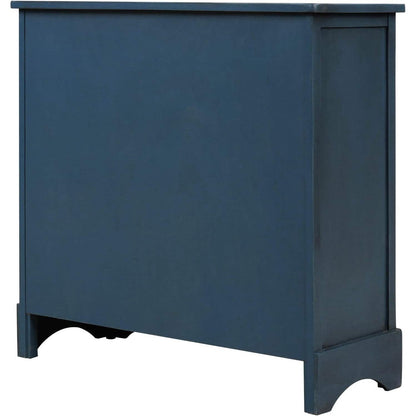 Storage Cabinet with 2 Drawers and 4 Rattan Baskets