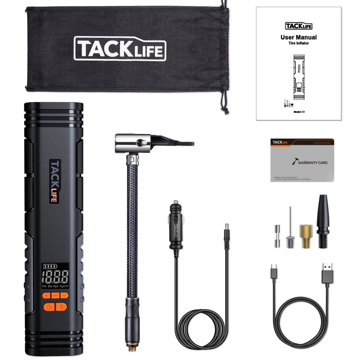 Tacklife X1 Rechargeable Cordless Tire Inflator