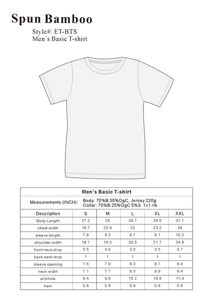 Clearance Men's Bamboo Short Sleeve T-Shirt - Classic Cut