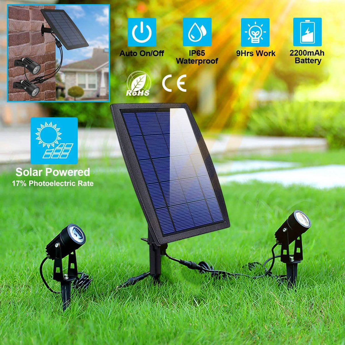 Twin Solar Spotlight Outdoor Light