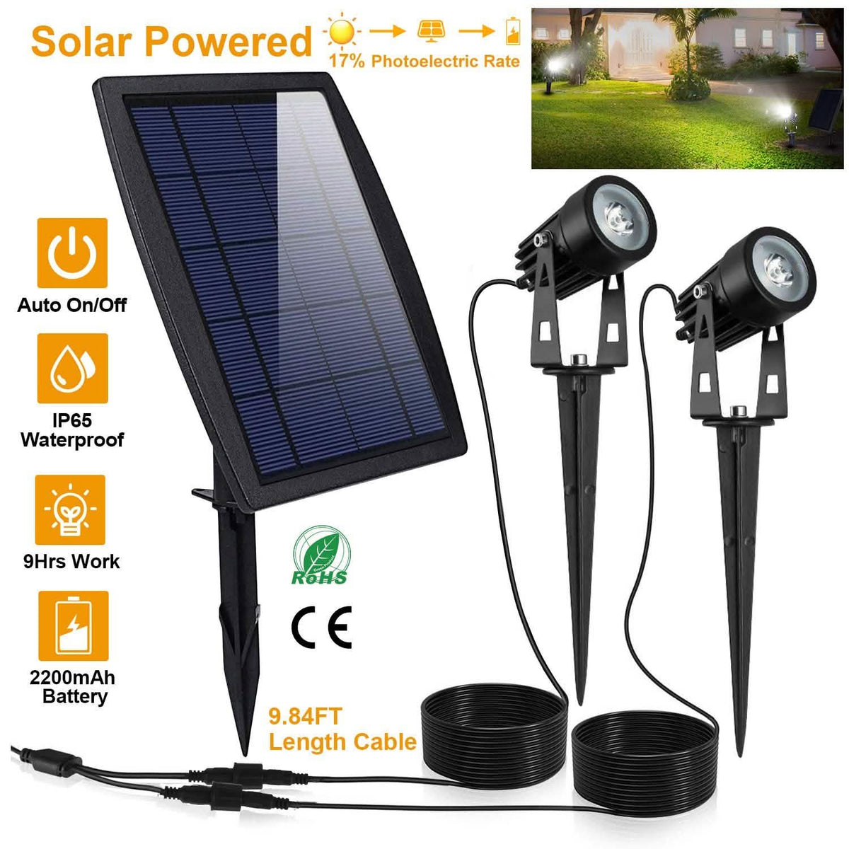 Twin Solar Spotlight Outdoor Light