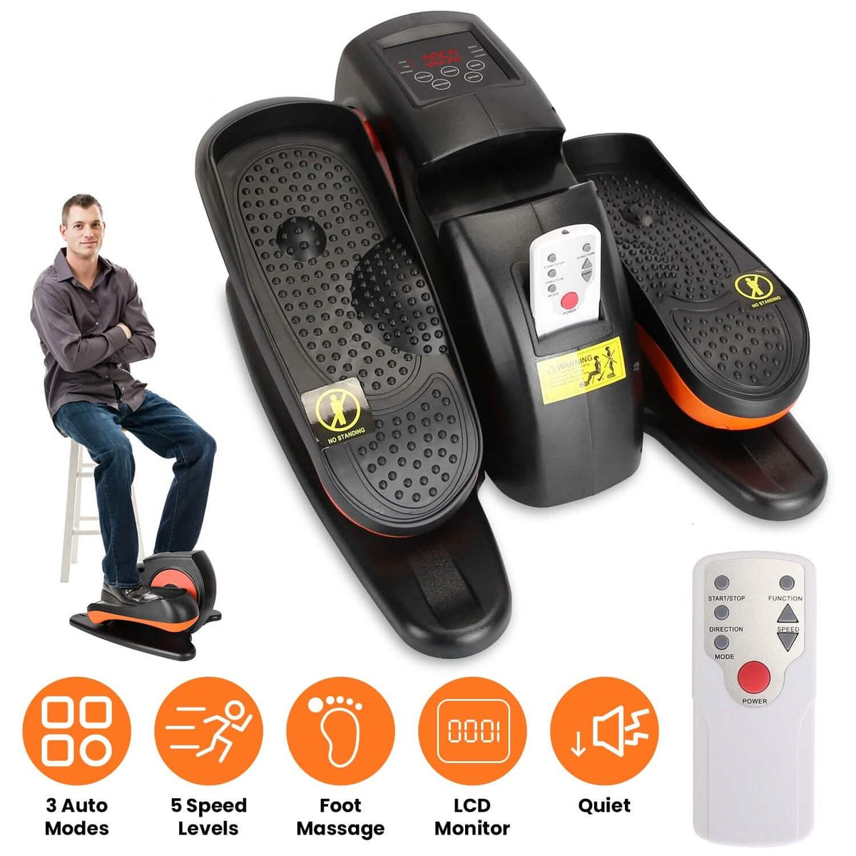 Under Desk Elliptical Machine Seated Pedal Exerciser with 5 Speed Levels 3 Auto Modes