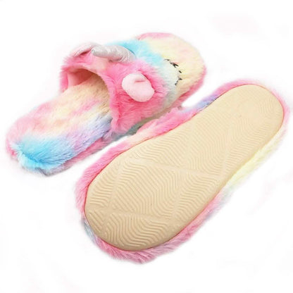 Unicorn Plush Slippers and Eye Mask Set