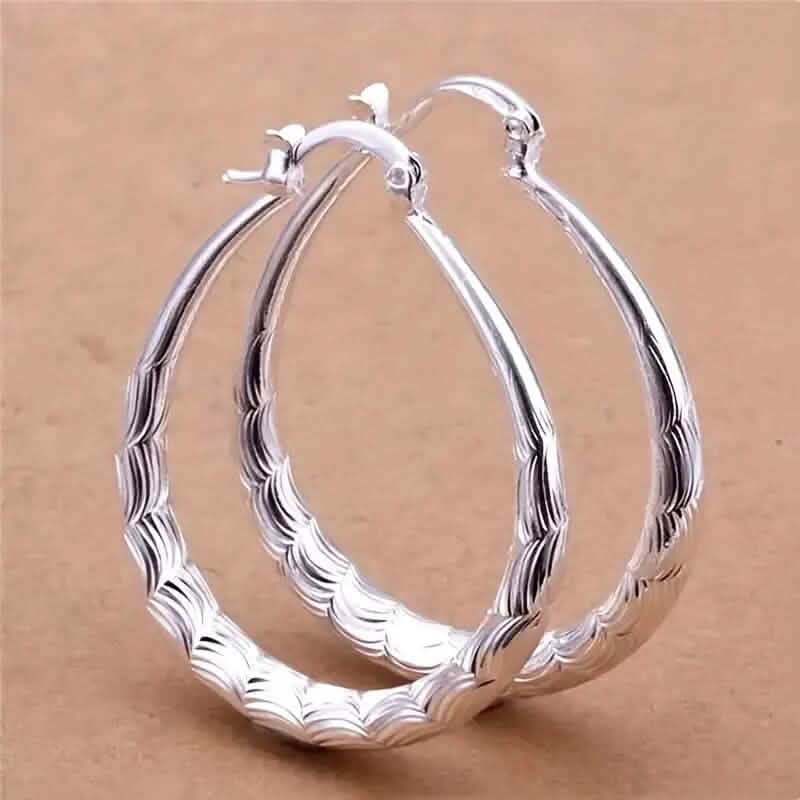 Vintage Pattern Large Hoop Earrings