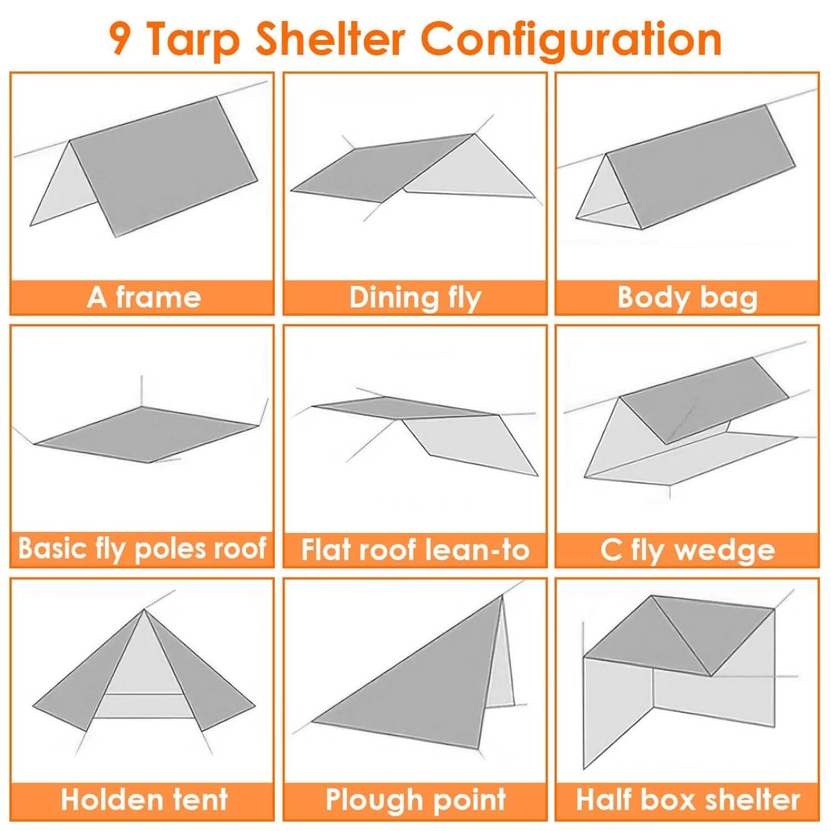 Waterproof Camping Tarp Kit Tent Canopy Awning Portable Rain Fly