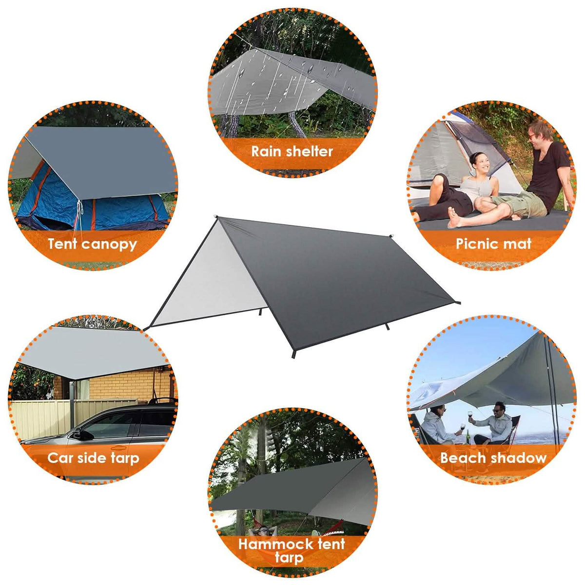 Waterproof Camping Tarp Kit Tent Canopy Awning Portable Rain Fly