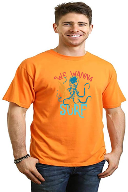 We Wanna Surf Men's Bamboo Viscose/Organic Cotton Short Sleeve Graphic T-Shirt