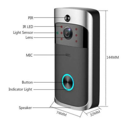 WiFi Wireless Video Doorbell Two-Way Talk Smart PIR Door Bell Security Camera HD