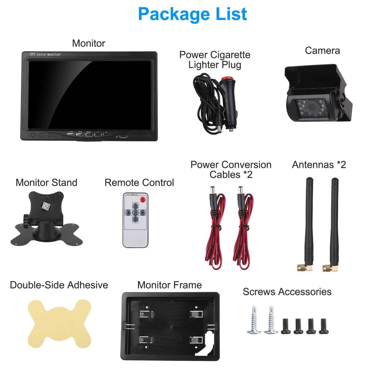 Wireless Backup Camera System Vehicle Rear View Monitor Kit