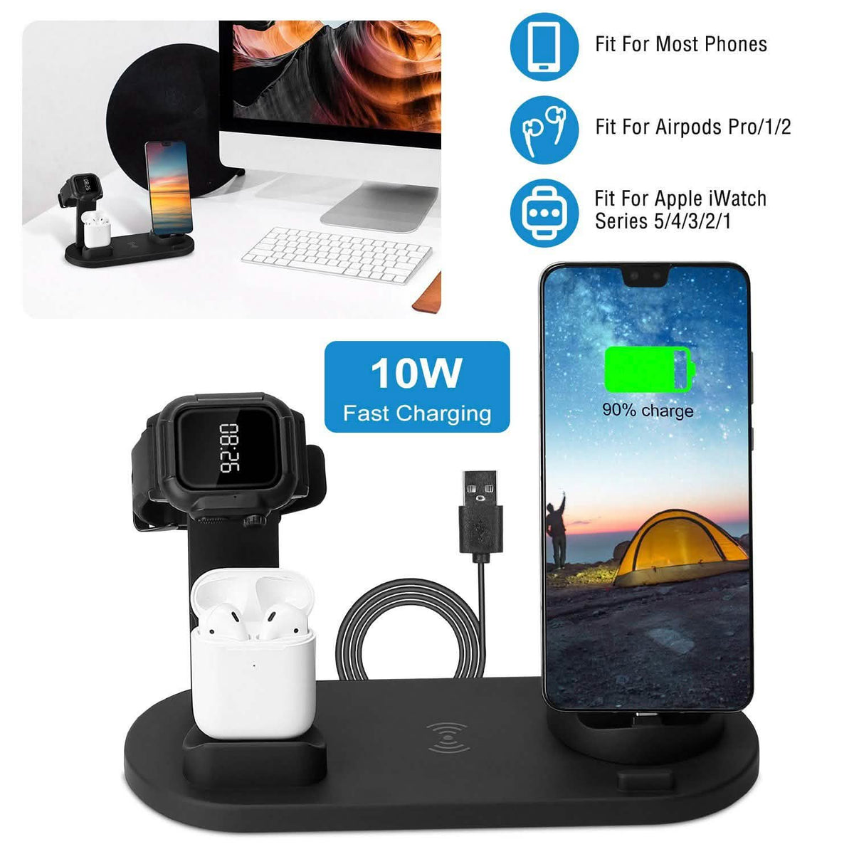 Wireless Charger Dock 4-in-1 10W