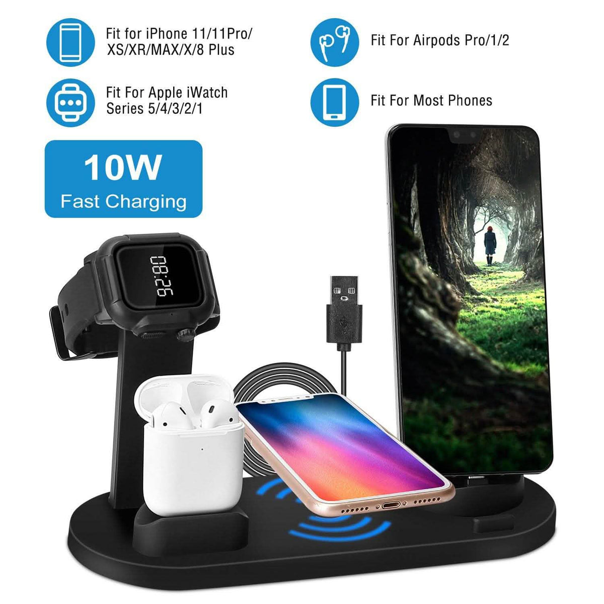 Wireless Charger Dock 4-in-1 10W