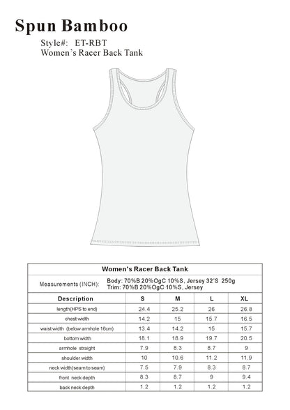 Clearance Women's Bamboo/Cotton Racer Back Tank Top