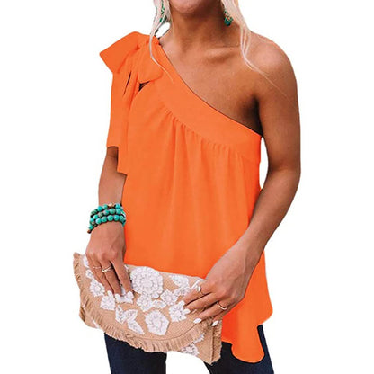 Women's Casual Tie One Shoulder Top