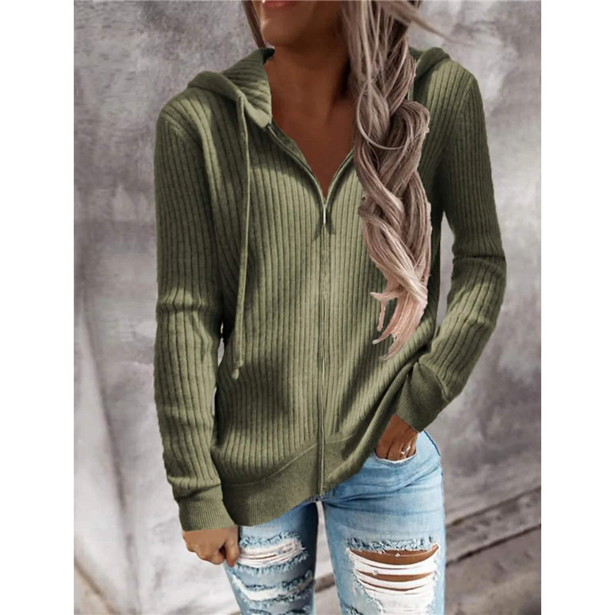 Women's Casual Zip Hoodied Jacket
