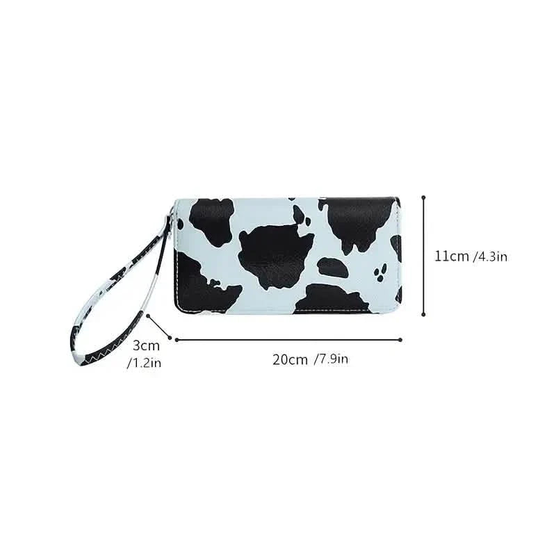 Women's Cute Versatile Faux Leather Cow Print Long Wallet