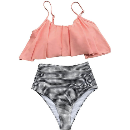 Women's High Waisted Falbala Bikini Set
