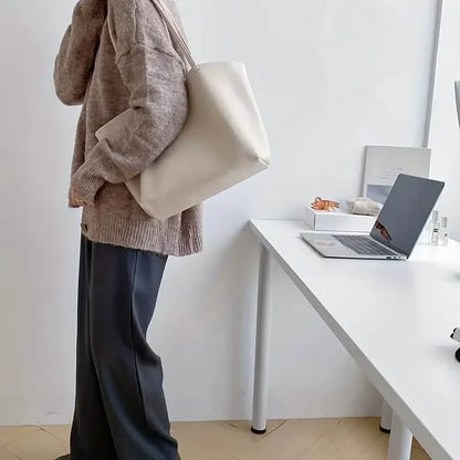 Women's Large Totes PU Leather Shoulder Bag Soft Purse Hobo Handbag Casual Top Handle Bag For Travel Work