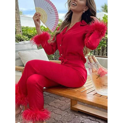 Women's Loungewear Pajamas Sets Pure Color Silk Simple Soft Shirt Pant